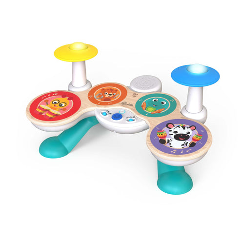 Baby Einstein Together in Tune Drums wooden toy drum set for toddlers with wireless Magic Touch technology and 4 music modes