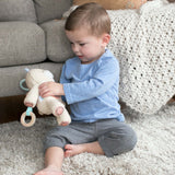 Ingenuity Premium Soft Plush & Wood Activity Toy Teether, Nate the Teddy Bear