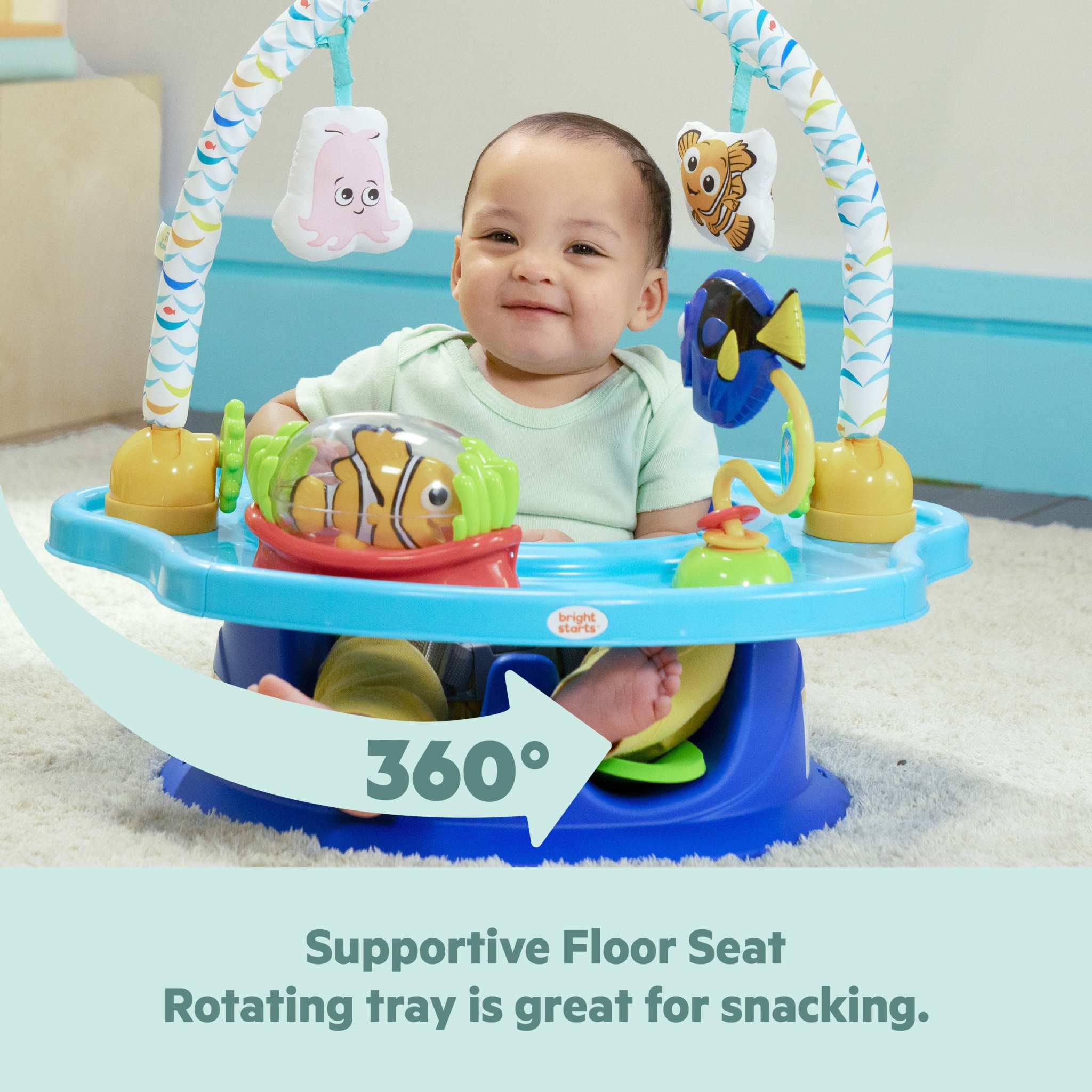 Bright Starts Disney Baby Finding Nemo 3-in-1 SuperSeat with sensory toys and rotating tray for babies 6-36 months