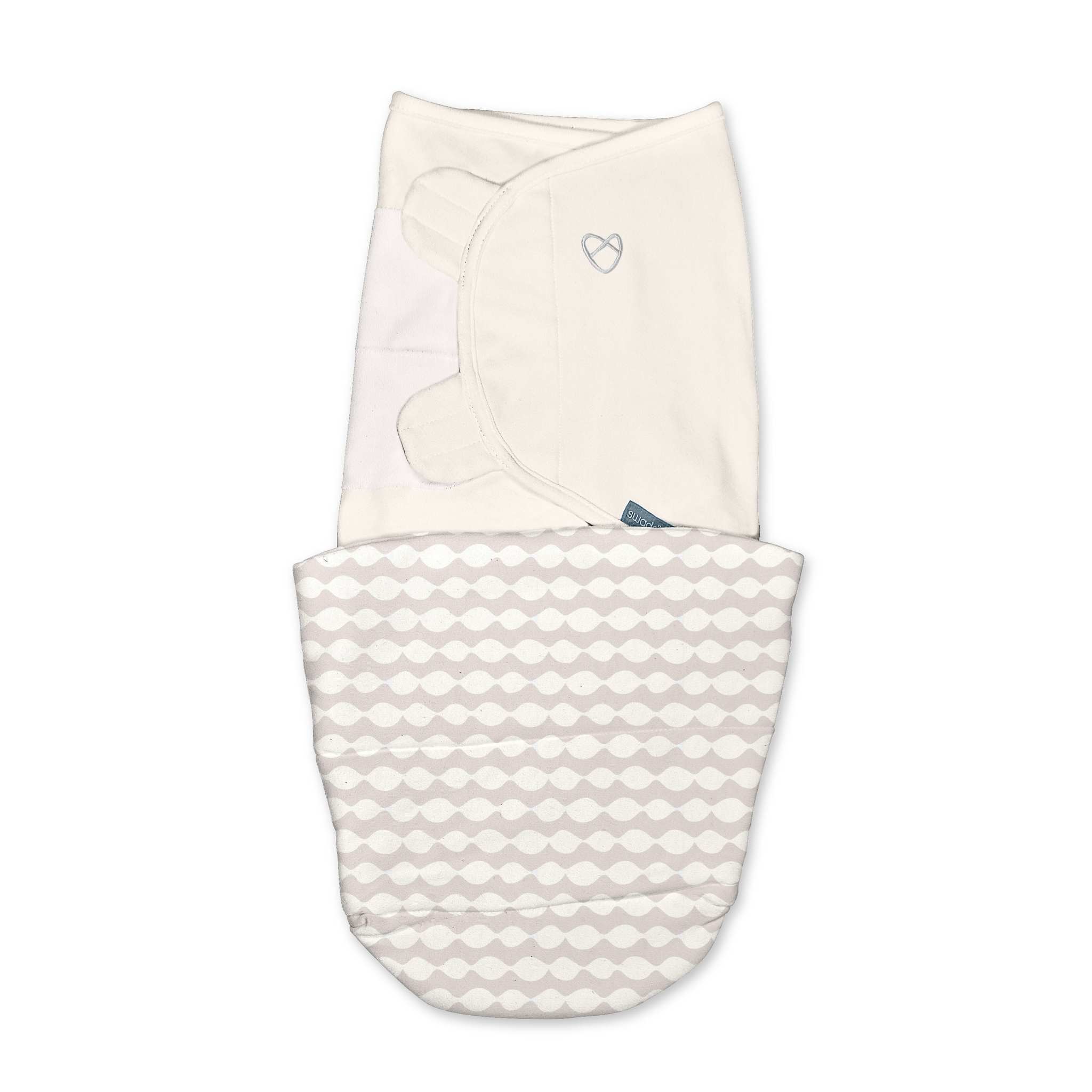 All Season Swaddle for 0-3 months with Dream Waves pattern, quick-flip design for dual TOG ratings, 100% cotton.