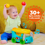 Pop & Roll Safari Bus colorful jungle-themed baby ball play toy with lights and sounds