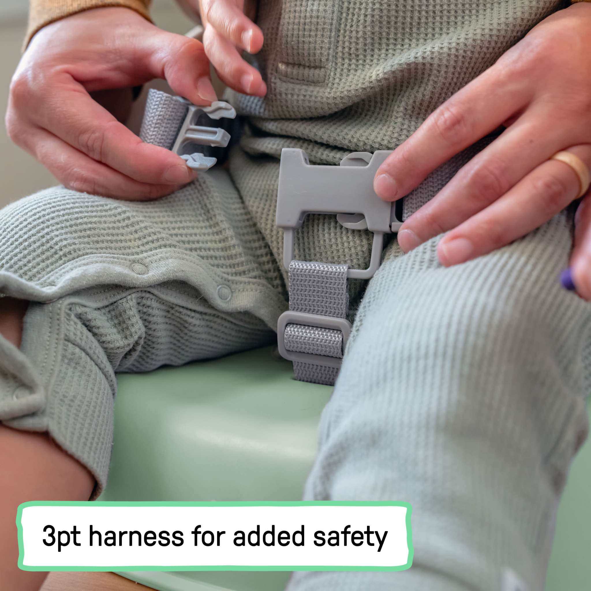 Green Ingenuity My Spot easy-clean baby booster seat with 3-point harness