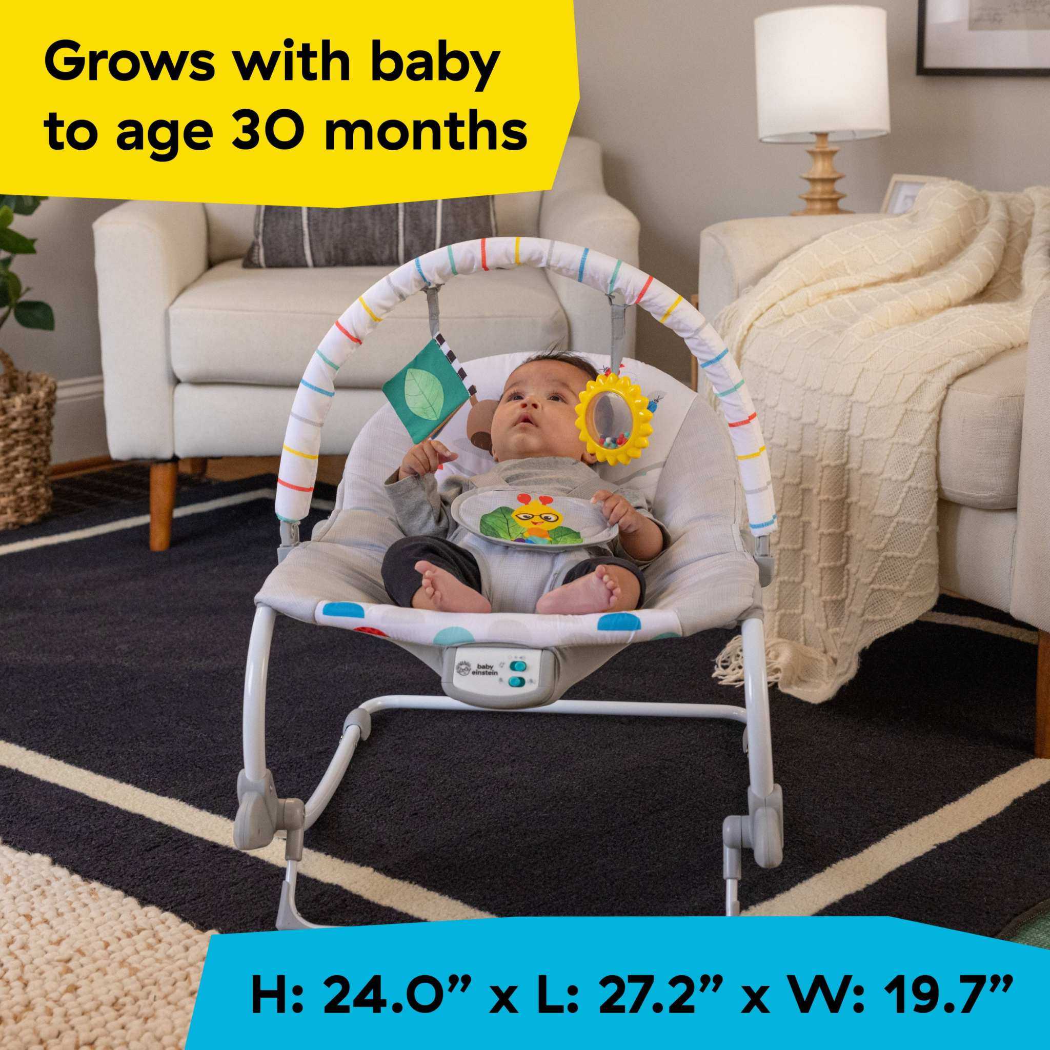 Baby Einstein Dean’s Discovery Spot musical infant to toddler rocker with toy bar