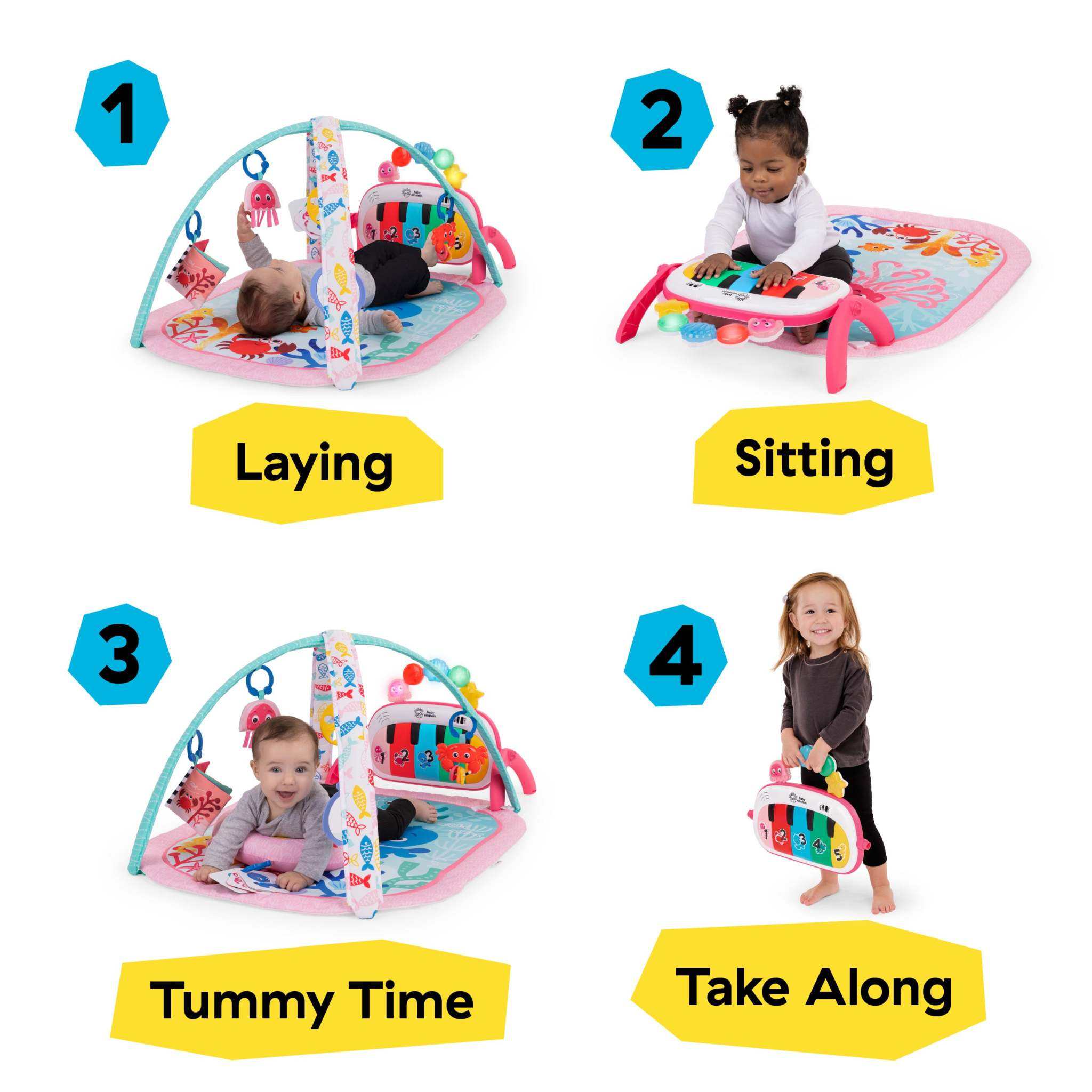 Baby Einstein Ocean Explorers pink 4-in-1 musical play gym for infants