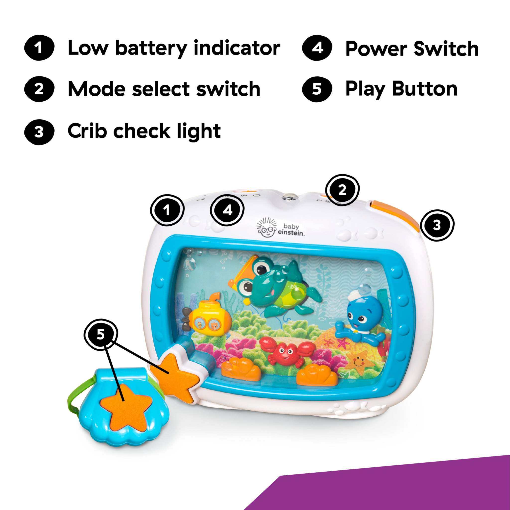 Baby Einstein Sea Dreams crib soother with lights and ocean sounds