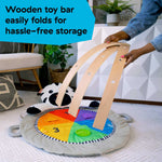 Baby Einstein Zen's Activity Milestones Plush Gym with wooden bar and sensory toys for infants