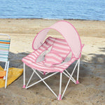 Bright Starts Pop N Chill pink stripe baby travel seat with UPF 50 canopy and travel bag