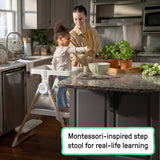 Ingenuity Table to Tower 2-in-1 Step Stool for toddlers age 18M-4Y with adjustable safety rail and storage pockets