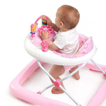 Bright Starts Pretty in Pink JuneBerry Walk-A-Bout Walker with removable electronic toy, lights, sounds, adjustable heights, and high seat back for baby girls
