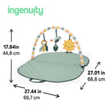 Ingenuity One Bar Baby Gym, Pipers Playspace  3-in-1 Activity Gym with Sensory Toys, Tummy Time Mat, Foldable & Portable, Ages Newborn+
