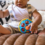 Flexible baby sensory rattle ball toy with colorful caterpillar design