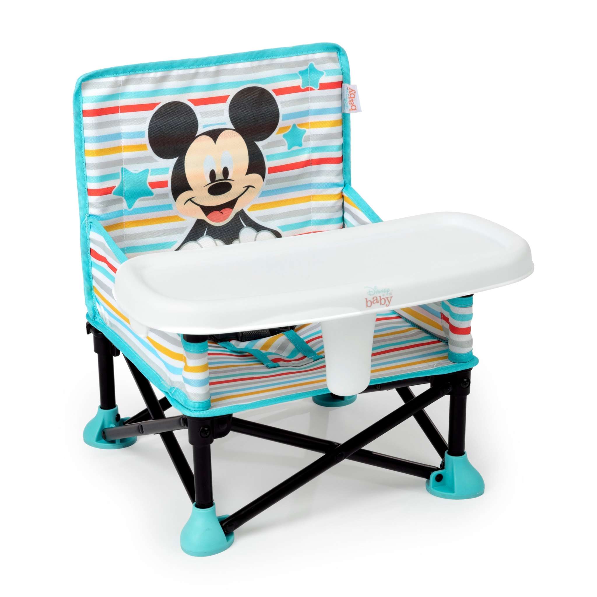 Mickey Mouse Pop 'N Sit portable booster seat with removable tray and foldable design.
