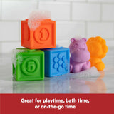 Bright Starts Cubes & Cuties 18-piece multicolor baby toy gift set with tropical animals and stackable blocks