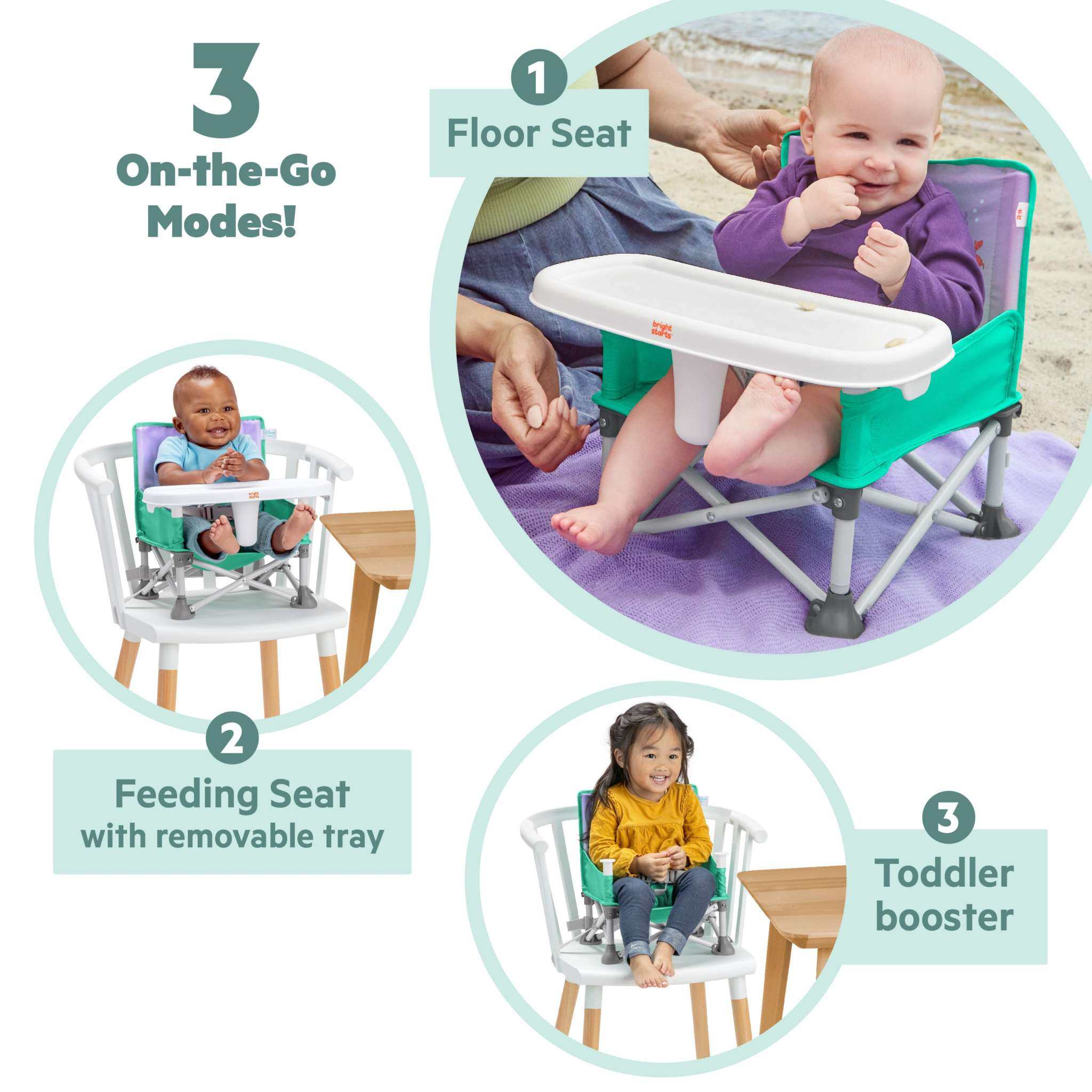 Bright Starts Disney Baby Pop N Sit portable booster seat The Little Mermaid design