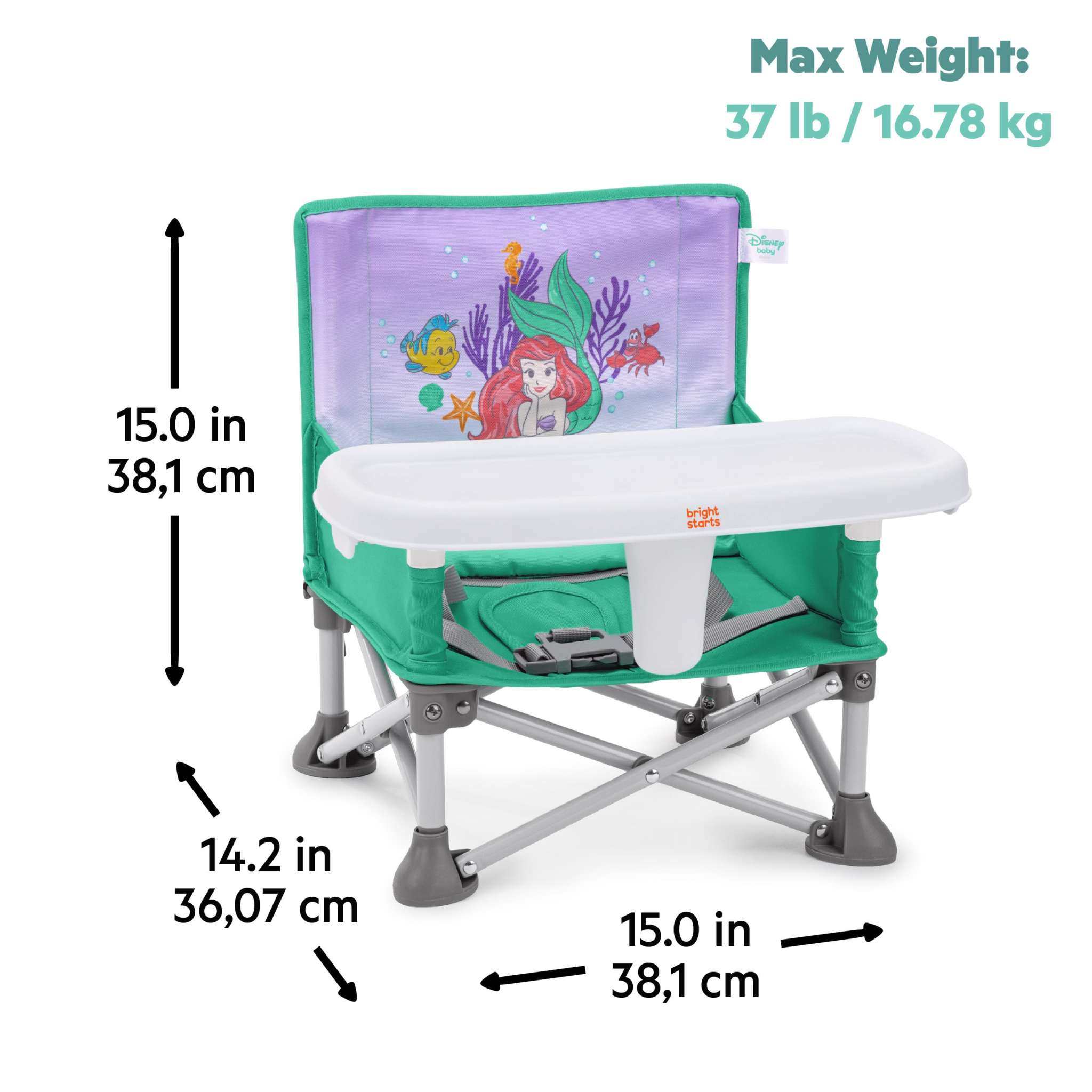 Bright Starts Disney Baby Pop N Sit portable booster seat with Little Mermaid design
