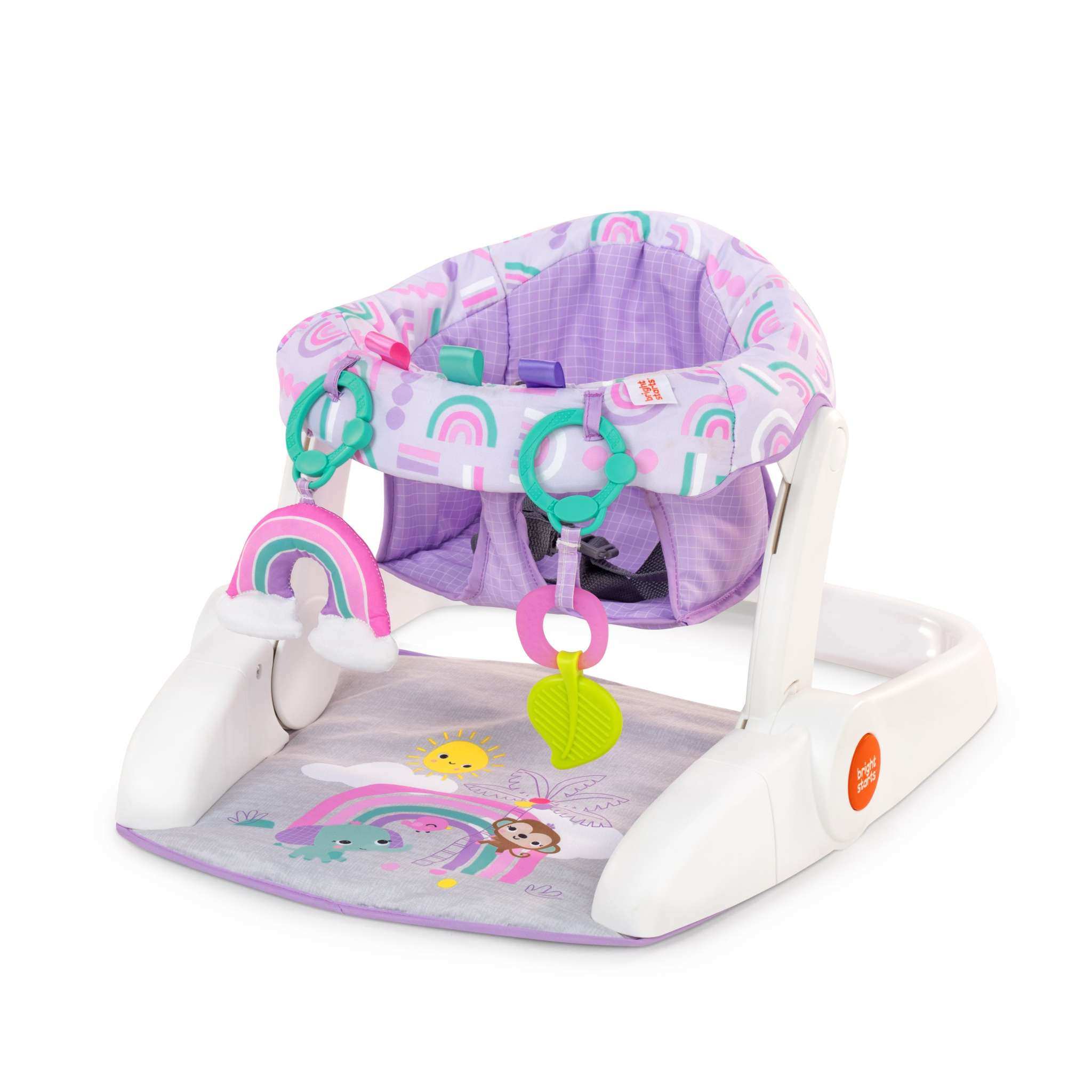 Bright Starts Learn-to-Sit 2-position floor seat in purple with toys