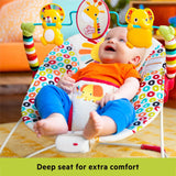 Bright Starts Playful Pinwheels vibrating baby bouncer with colorful toy bar