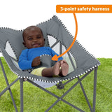 Bright Starts Pop N Chill grey infant travel seat with canopy and safety harness