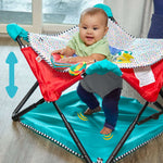 Bright Starts Pop 'N Jump portable baby jumper with canopy and sensory toys