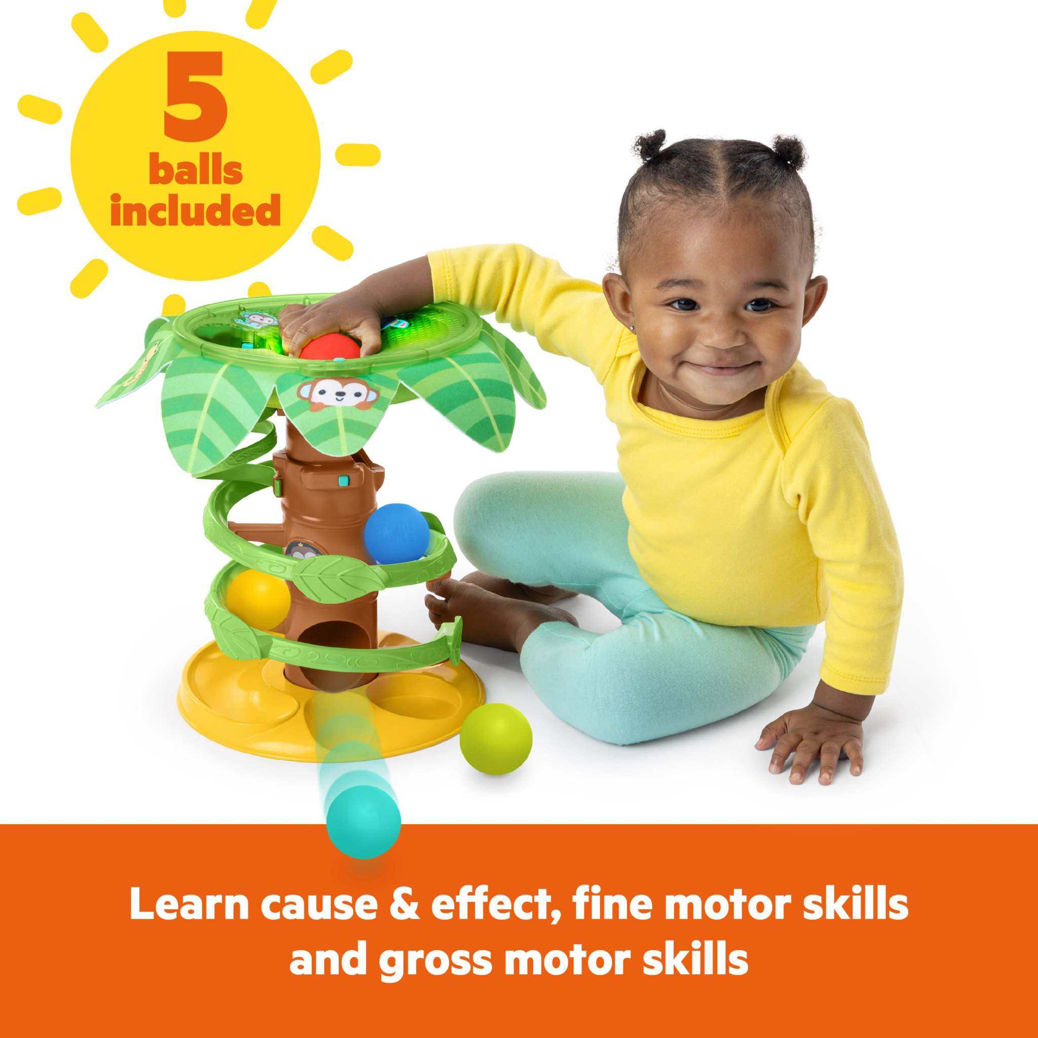 Bright Starts Tropical Twirl Ball interactive baby play toy with lights and balls