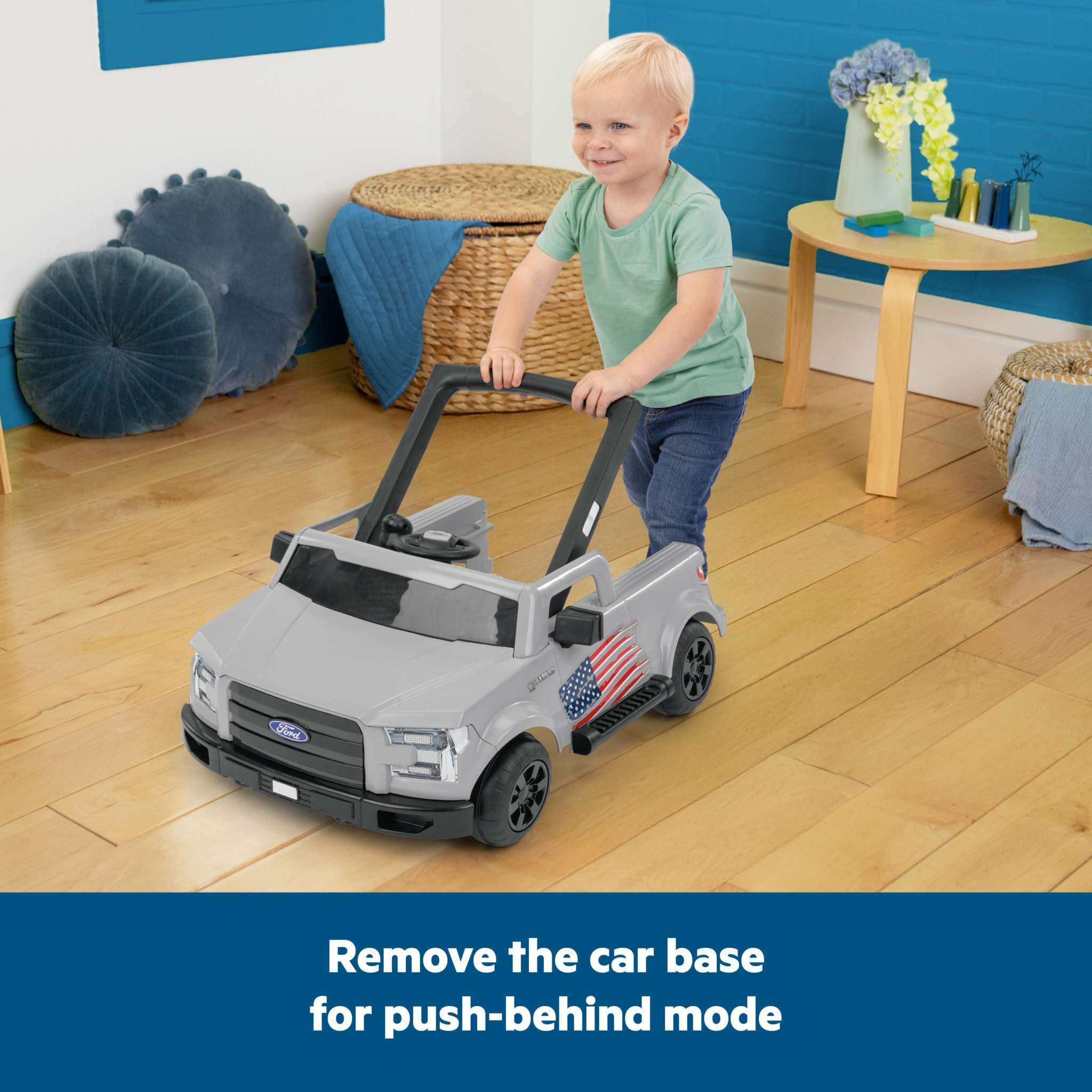 Bright Starts Ford F-150 baby walker with activity center and adjustable height