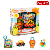 Bright Starts Road Trip 4-Piece Gift Set, Travel Baby Toy Set With Teether Keys, Oball Rattle Roll Car & More, Unisex, 3 Months+