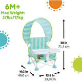 Bright Starts Pop 'N Sit Cabana Portable Booster Chair with UPF Canopy, Indoor/Outdoor, Teal, 6 Mos - 3 Yrs