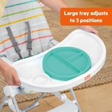 Bright Starts Dine Delight Compact Folding High Chair with 3-Section Plate, Unisex, Playful Paradise Pattern, 6M-3Y