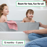 Ingenuity Tuckaway Toddler Tub, Converts Shower to Tub, Folds to Store, 12M-5Y- Grey