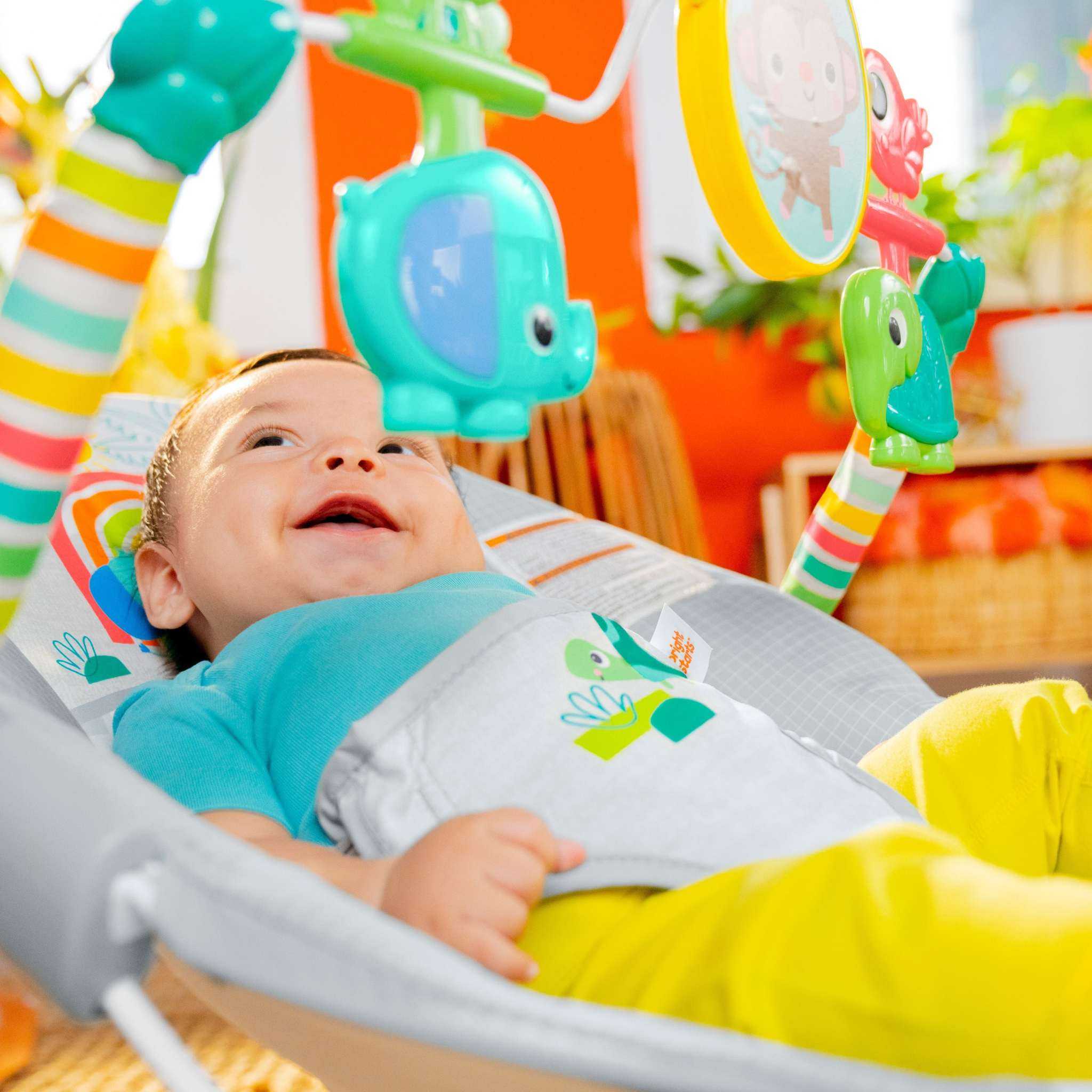 baby in a playful paradise vibrating bouncer