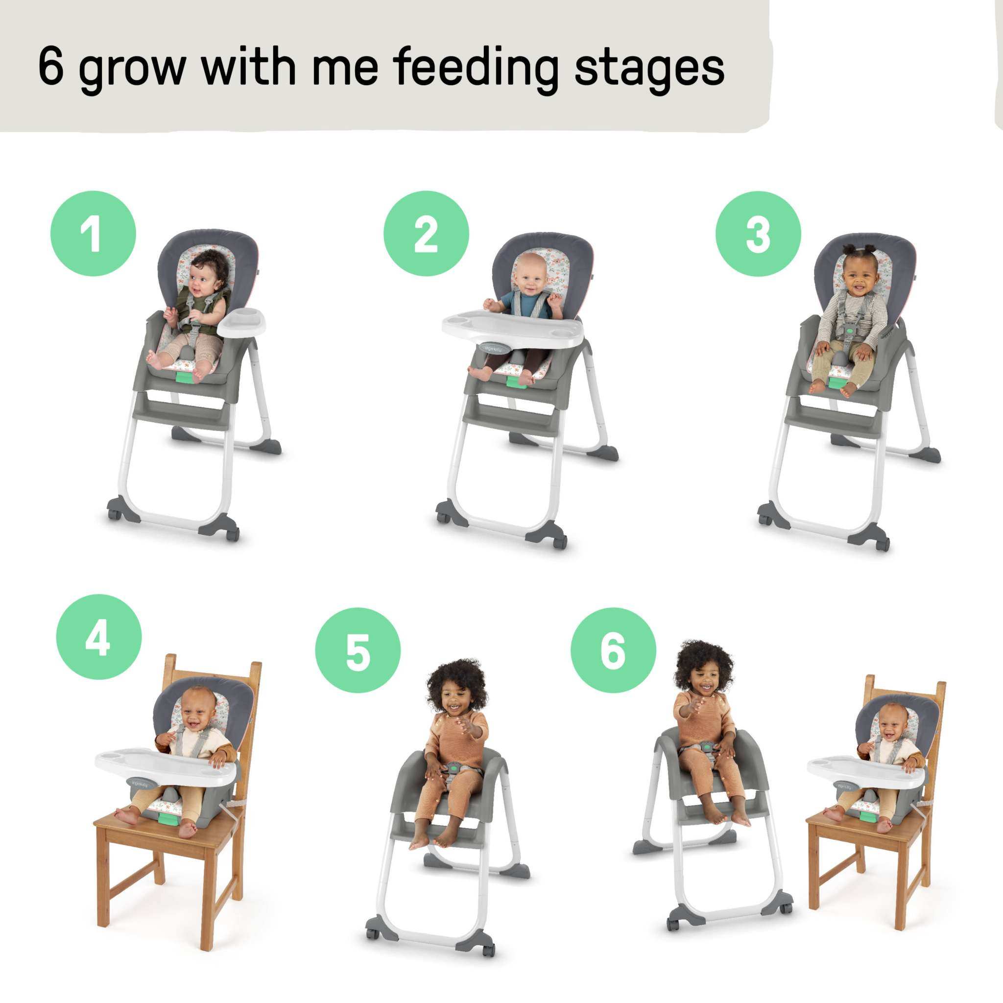 Ingenuity Full Course convertible 6-in-1 high chair for babies and toddlers