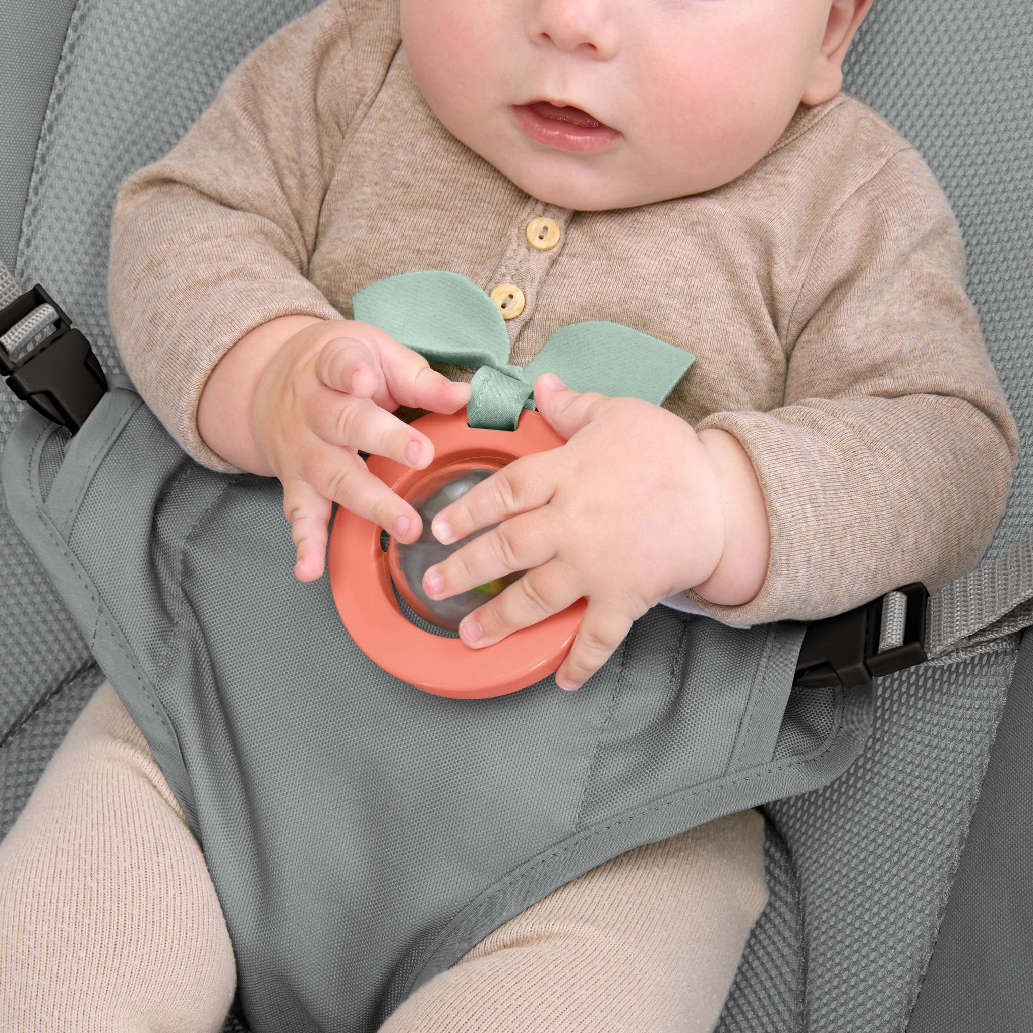 Lightweight Stow & Go Compact Folding Bouncer with carry bag and CalmTouch Vibe-Pod for baby comfort and safety