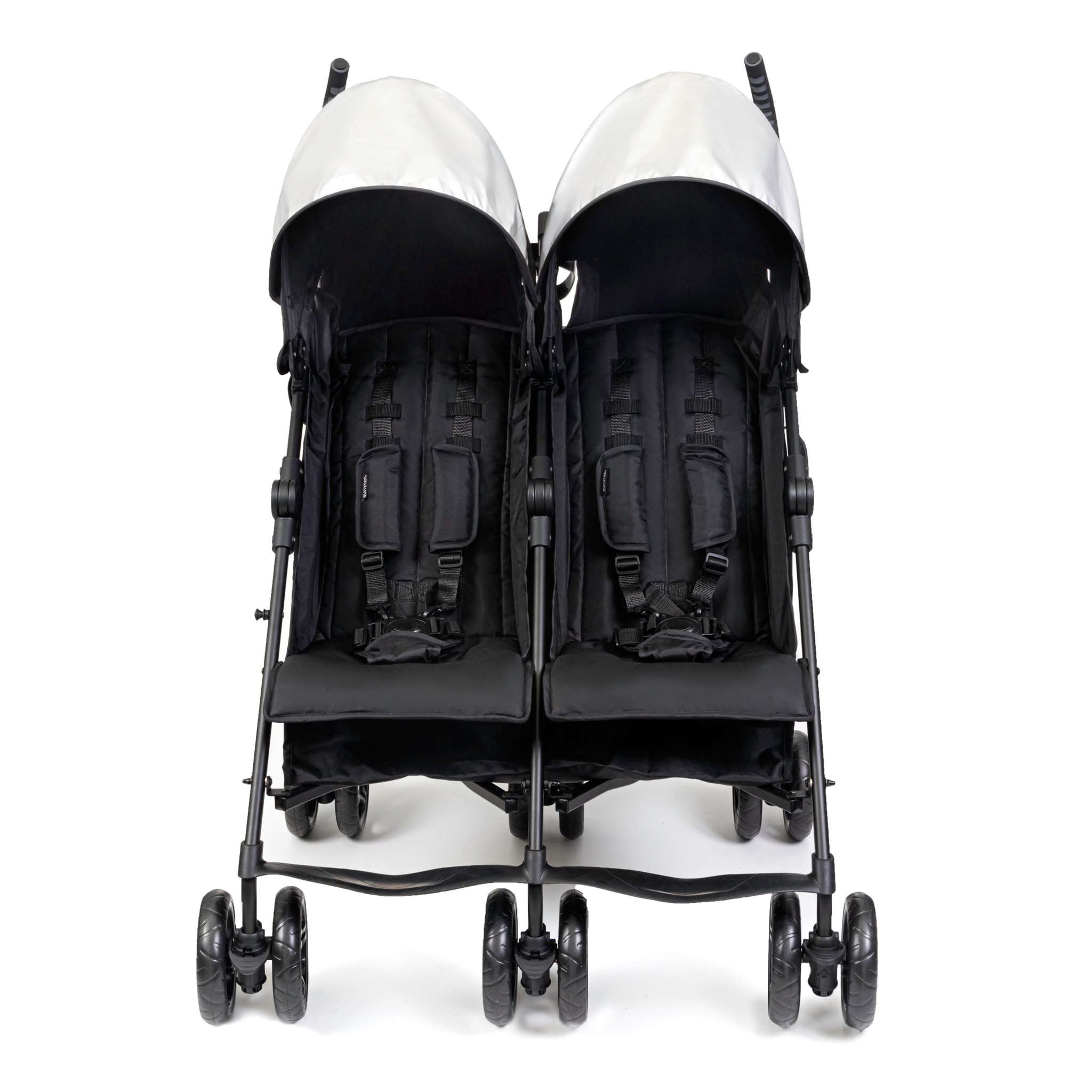 Lightweight 3Dlite Double Convenience Stroller with sun visors and padded seats.