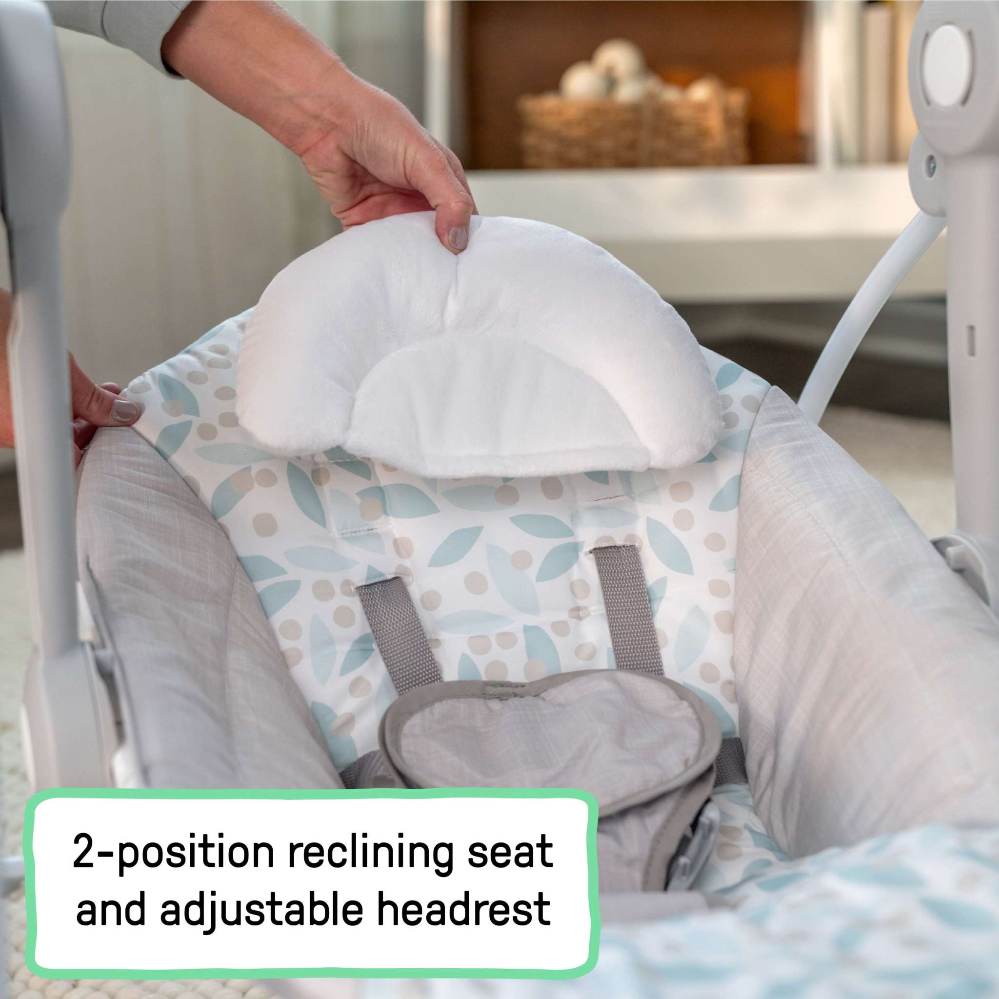 Ingenuity Comfort 2 Go Portable Swing with adjustable seat, soothing melodies, and removable toy bar for babies up to 9 months