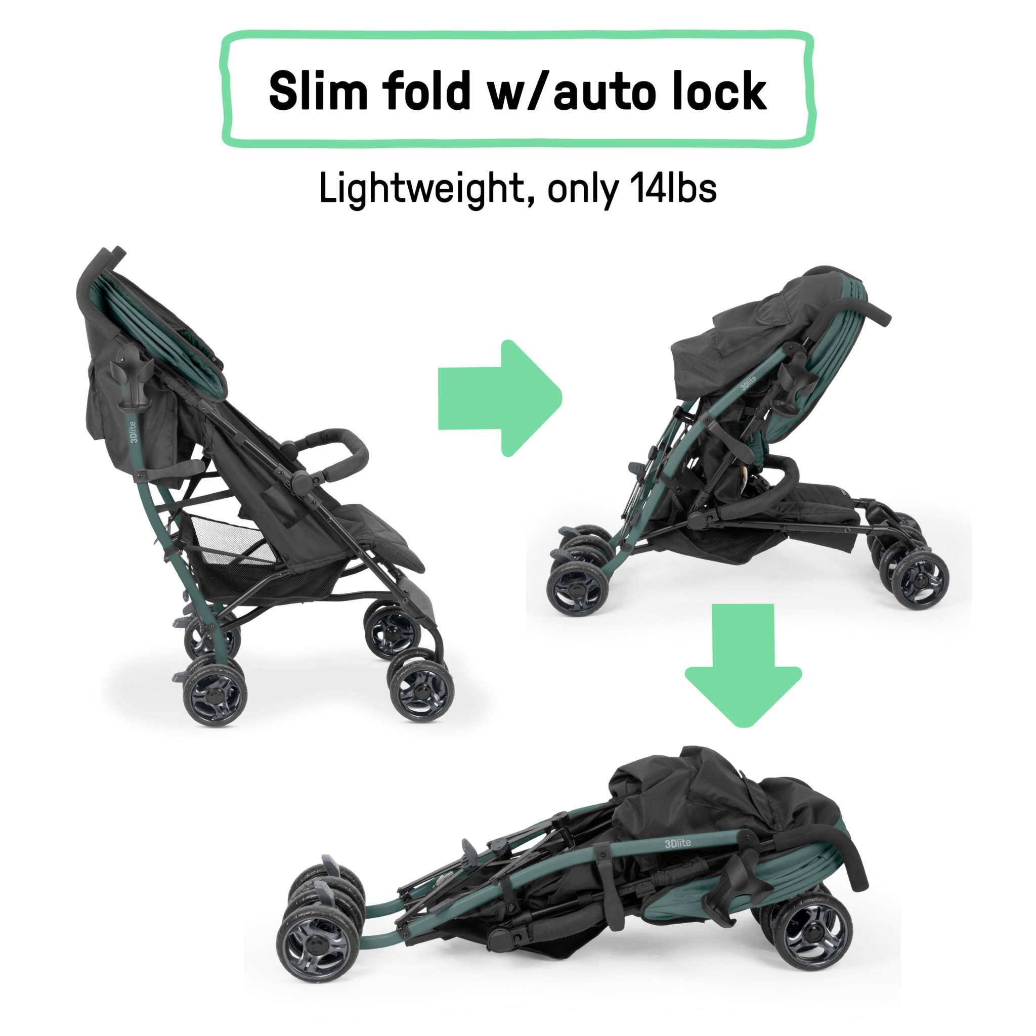 3Dlite Jewel Stroller lightweight umbrella-style stroller with multi-position recline and oversized canopy