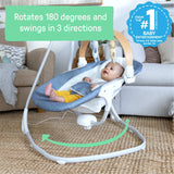 Ingenuity SimpleComfort Compact Soothing Swing - Rotating Toy Bar, 6-Speed - Chambray