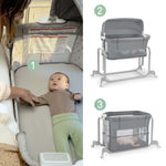 Dream Hero Starlight 3-in-1 co-sleeping bassinet with twinkling lights, adjustable heights, breathable mesh, and locking wheels for babies 0-12 months