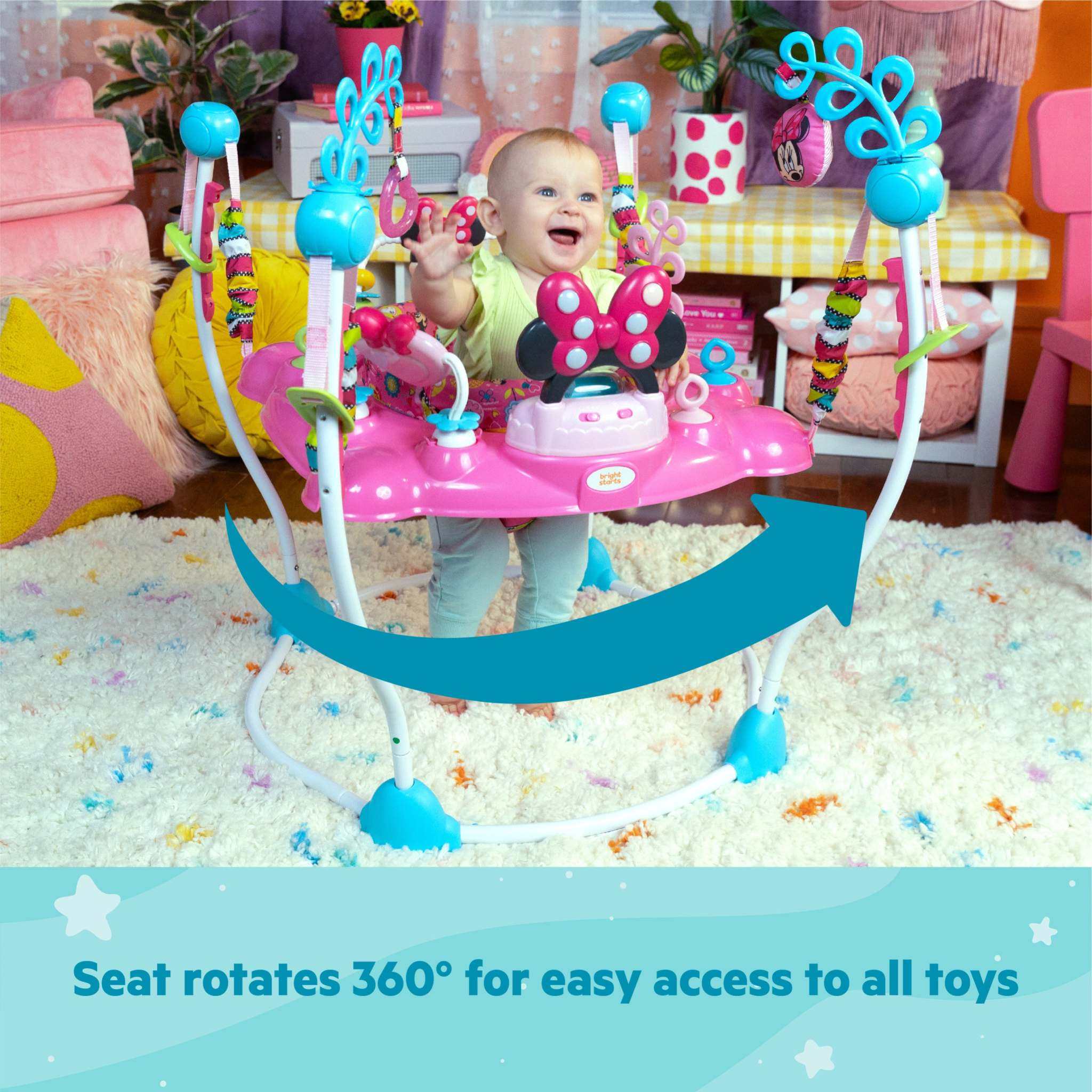 Disney Baby Minnie Mouse PeekABoo activity jumper with toys and lights