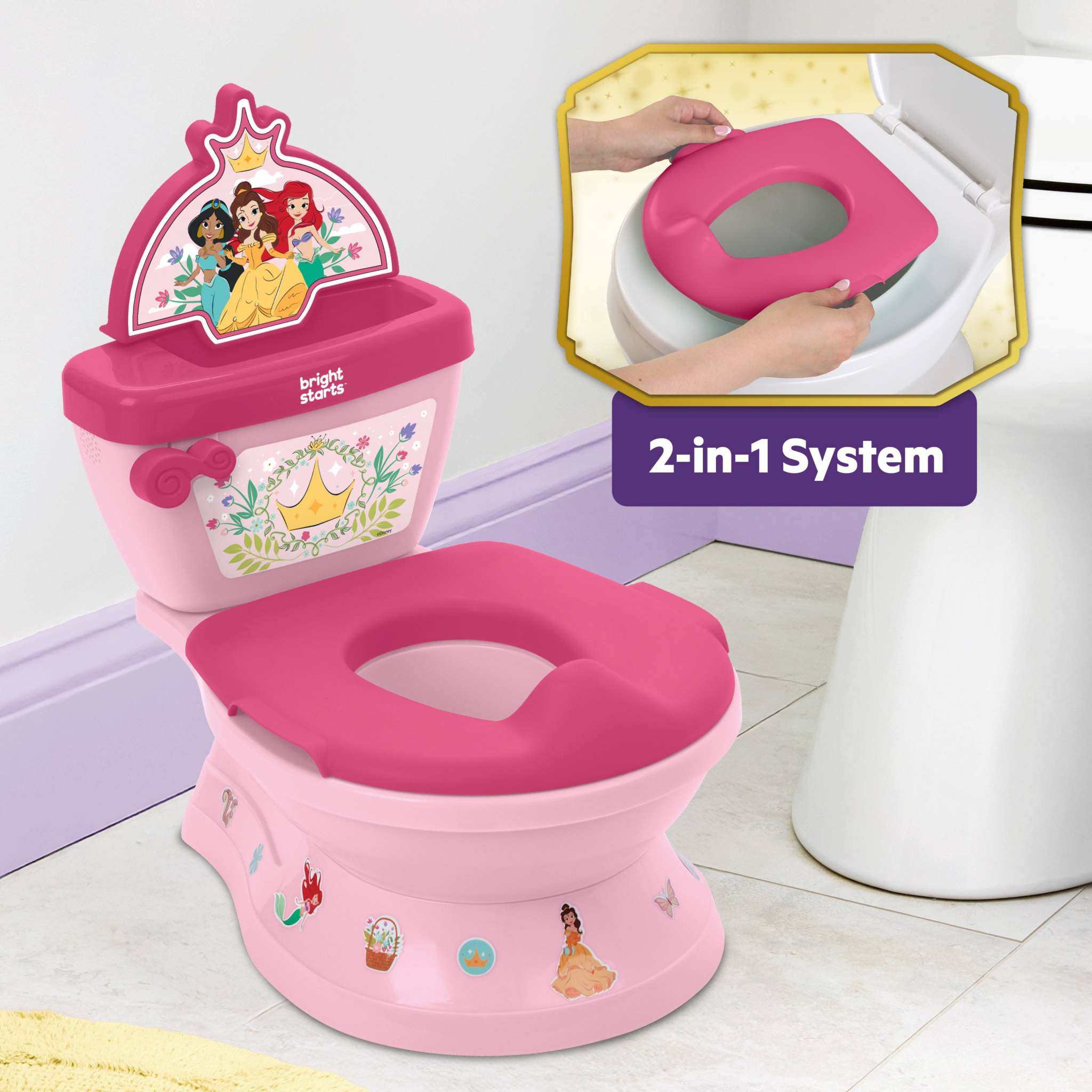 Disney Princess My Size Potty 2-in-1 pink toddler training toilet with princess stickers