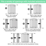 White Ingenuity Doorway 48W Series metal safety gate installed in doorway