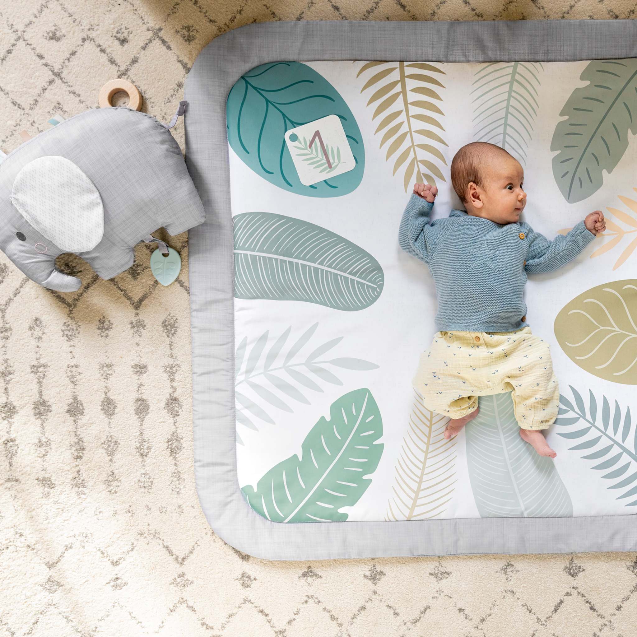 baby on sprout spot baby milestone play mat