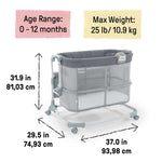Dream and Grow bedside bassinet with breathable mesh sides and storage pockets