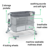 Dream and Grow bedside bassinet with breathable mesh sides and adjustable height