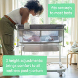 Dream and Grow Bedside Bassinet with breathable mesh sides and storage pockets