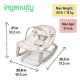 Ingenuity Keep Cozy 3-in-1 Vibrating Infant & Toddler Baby Bouncer and Rocker Chair, Skye