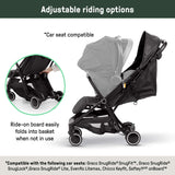 Ingenuity 3D Travelmate Pro Compact Travel Stroller with Ride-On Board, One-Hand Fold, Car Seat Compatible, Protective Canopy - Black
