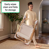 Table-to-Tower 2-in-1 Step Stool for toddlers with adjustable safety rail and storage pockets