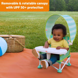 Bright Starts Pop 'N Sit Cabana Portable Booster Chair with UPF Canopy, Indoor/Outdoor, Teal, 6 Mos - 3 Yrs