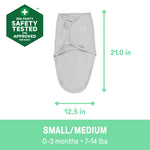 SwaddleMe by Ingenuity Original Swaddle in Peekaboo Sloth design, size 0-3 months, 2-pack, 100% cotton, for infant comfort and security.