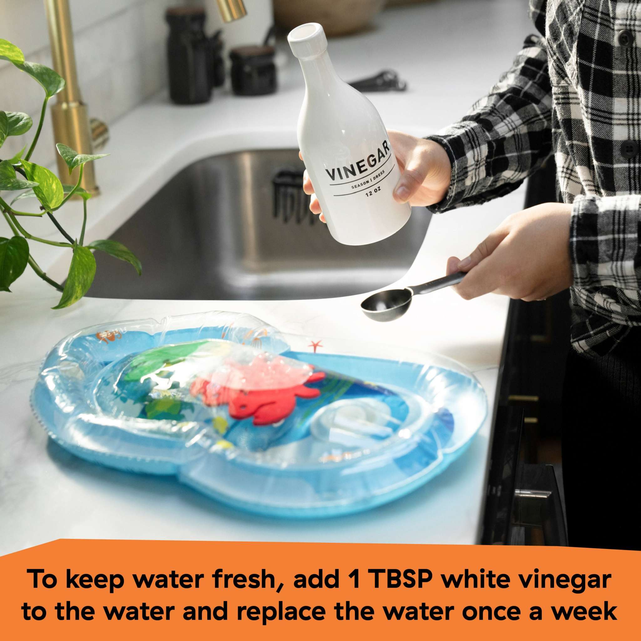 Baby Einstein Ocean Explorers Snack & Splash compact folding high chair with sensory water mat and adjustable tray for babies 6 to 36 months